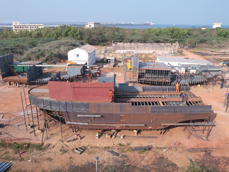45-ton tug hull under construction