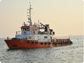 Platform supply vessel at sea