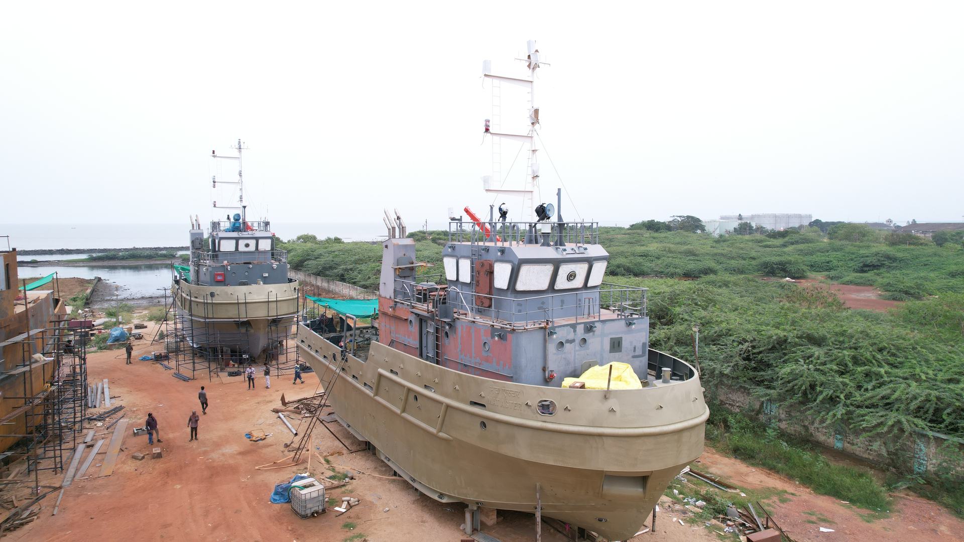 A vessel under construction on the slipway at the Bluebay yard